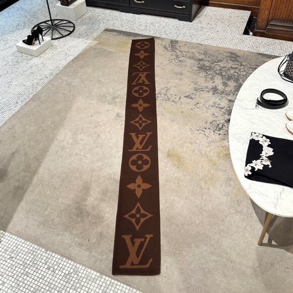 Louis Vuitton Brown Cashmere Exploded Monogram Sweet Dreams Scarf - Picture 5 of 11